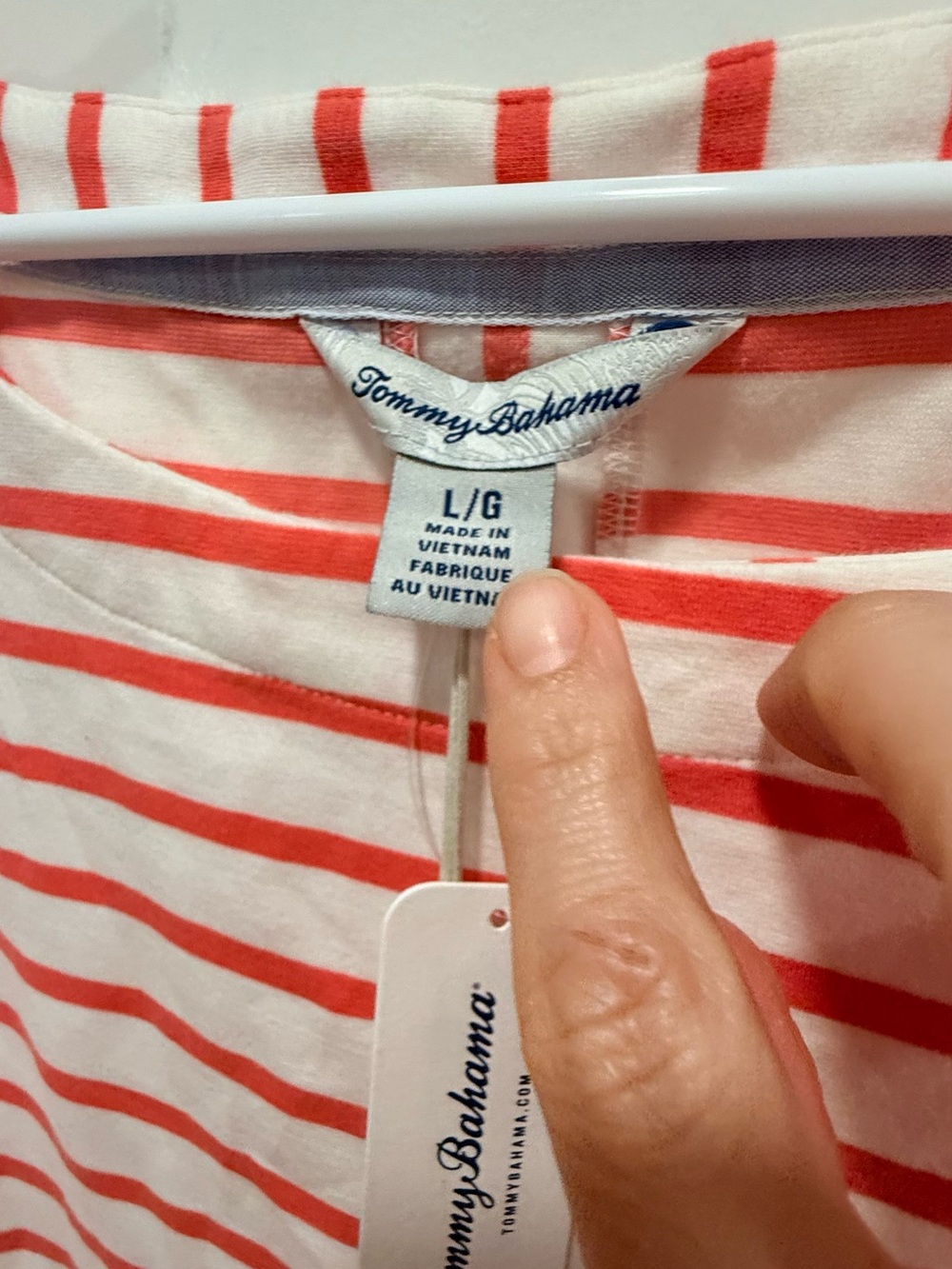 Tommy Bahama Red and White Striped Short Sleeve Tee - Picture 7 of 14